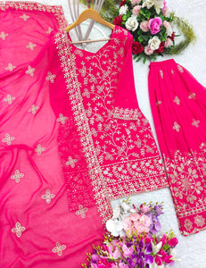 Presenting New Collection Pure Fox Georgette Top-Plazzo With Dupatta Set Fully Stitched Ready To Wear 🔥😍🥰*