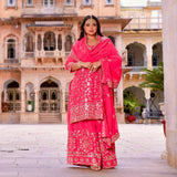Presenting New Collection Pure Fox Georgette Top-Plazzo With Dupatta Set Fully Stitched Ready To Wear 🔥😍🥰*