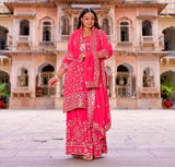 Presenting New Collection Pure Fox Georgette Top-Plazzo With Dupatta Set Fully Stitched Ready To Wear 🔥😍🥰*