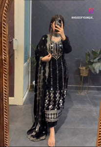Presenting New Velvet Top -Pent  Dupatta Set Fully Stitched Ready To Wear