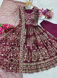 Presenting New Collection Heavy Chinon Silk Gown -Pent  Dupatta Set Fully Stitched Ready To Wear