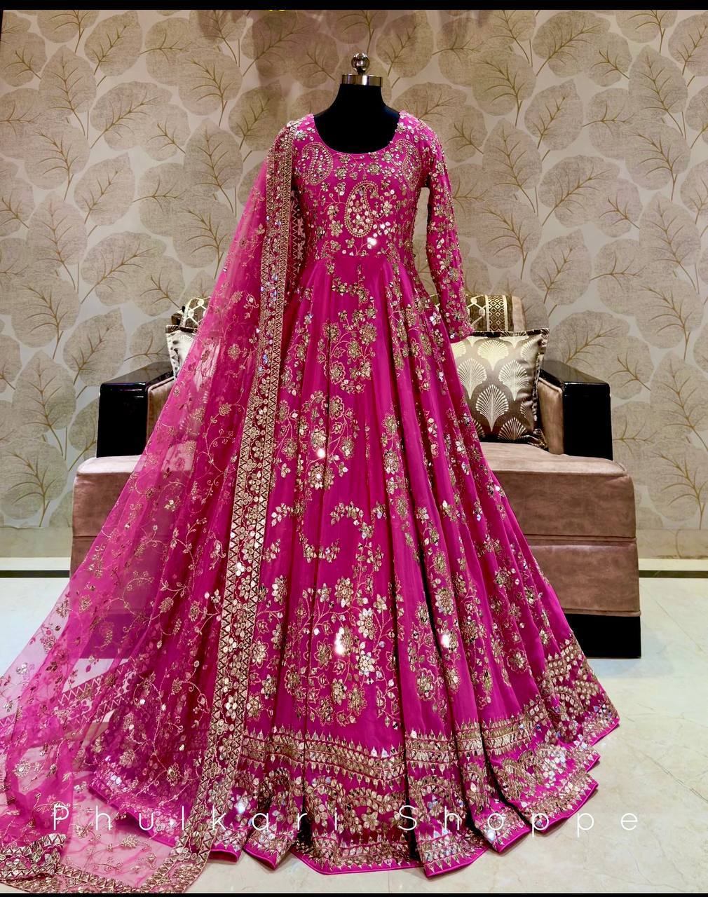 Presenting New Collection Heavy Chinon Silk Gown -Pent  Dupatta Set Fully Stitched Ready To Wear