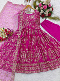 Presenting New Collection Heavy Chinon Silk Gown -Pent  Dupatta Set Fully Stitched Ready To Wear