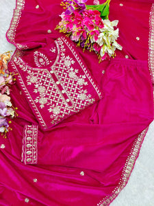 Presenting New Velvet Top -Pent  Dupatta Set Fully Stitched Ready To Wear