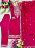 Presenting New Velvet Top -Pent  Dupatta Set Fully Stitched Ready To Wear