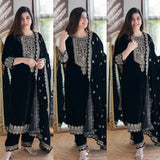 Presenting New Velvet Top -Pent  Dupatta Set Fully Stitched Ready To Wear 🔥😍🥰*