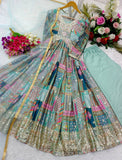 Presenting New Aliya-Cut Gown -Pent  Dupatta Set Fully Stitched Ready To Wear