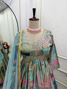 Presenting New Aliya-Cut Gown -Pent  Dupatta Set Fully Stitched Ready To Wear
