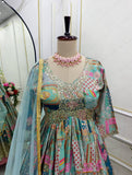 Presenting New Aliya-Cut Gown -Pent  Dupatta Set Fully Stitched Ready To Wear