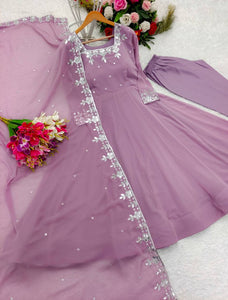 Presenting New Anarkali Gown -Pent  Dupatta Set Fully Stitched Ready To Wear