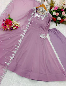 Presenting New Anarkali Gown -Pent  Dupatta Set Fully Stitched Ready To Wear
