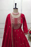 Presenting New Collection Heavy Chinon Silk Gown -Pent  Dupatta Set Fully Stitched Ready To Wear