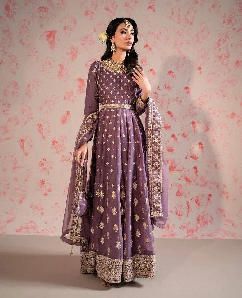 Presenting New Collection Heavy Chinon Silk Gown -Pent  Dupatta Set Fully Stitched Ready To Wear