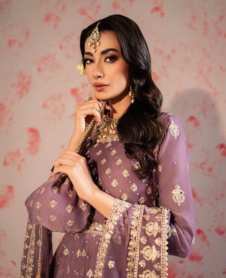 Presenting New Collection Heavy Chinon Silk Gown -Pent  Dupatta Set Fully Stitched Ready To Wear