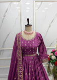 Presenting New Collection Heavy Chinon Silk Gown -Pent  Dupatta Set Fully Stitched Ready To Wear