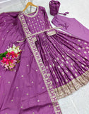 Presenting New Collection Heavy Chinon Silk Gown -Pent  Dupatta Set Fully Stitched Ready To Wear