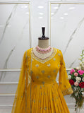 Presenting New Collection Heavy Fox Georgette Gown -Pent  Dupatta Set Fully Stitched Ready To Wear 🔥😍🥰*
