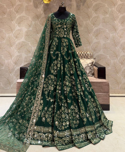Presenting New Collection Heavy Chinon Silk Gown -Pent  Dupatta Set Fully Stitched Ready To Wear