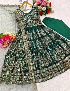 Presenting New Collection Heavy Chinon Silk Gown -Pent  Dupatta Set Fully Stitched Ready To Wear