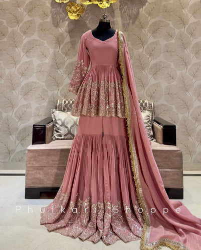Presenting New Collection Pure Fox Georgette Kediya-Palazzo and Dupatta Set Fully Stitched Ready To Wear 🔥😍🥰*