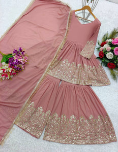 Presenting New Collection Pure Fox Georgette Kediya-Palazzo and Dupatta Set Fully Stitched Ready To Wear 🔥😍🥰*