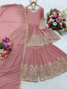 Presenting New Collection Pure Fox Georgette Kediya-Palazzo and Dupatta Set Fully Stitched Ready To Wear 🔥😍🥰*