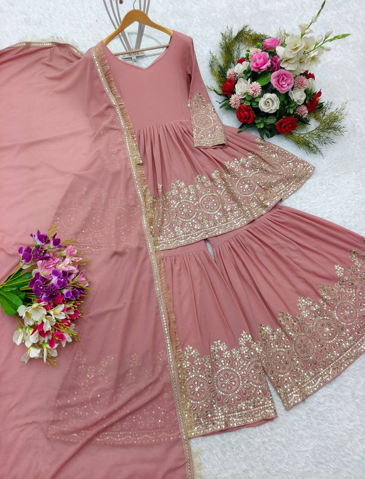 Presenting New Collection Pure Fox Georgette Kediya-Palazzo and Dupatta Set Fully Stitched Ready To Wear 🔥😍🥰*