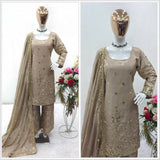 Presenting New Collection Heavy Chinon Silk Top-Palazzo and Dupatta Set Fully Stitched Ready To Wear