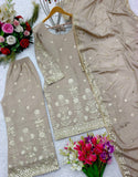 Presenting New Collection Heavy Chinon Silk Top-Palazzo and Dupatta Set Fully Stitched Ready To Wear