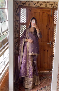 Presenting New Collection Heavy Chinon Silk Top-Sararo And Dupatta Set Fully Stitched Ready To Wear