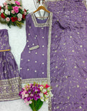 Presenting New Collection Heavy Chinon Silk Top-Sararo And Dupatta Set Fully Stitched Ready To Wear