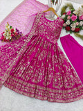 Presenting New Collection Heavy Chinon Silk Gown -Pent  Dupatta Set Fully Stitched Ready To Wear