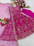 Presenting New Collection Heavy Chinon Silk Gown -Pent  Dupatta Set Fully Stitched Ready To Wear