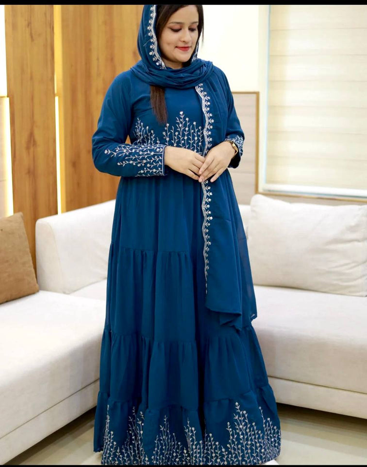 Presenting New Collection  Ruffles Gown - Dupatta Set Fully Stitched Ready To Wear