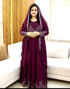 Presenting New Collection  Ruffles Gown - Dupatta Set Fully Stitched Ready To Wear