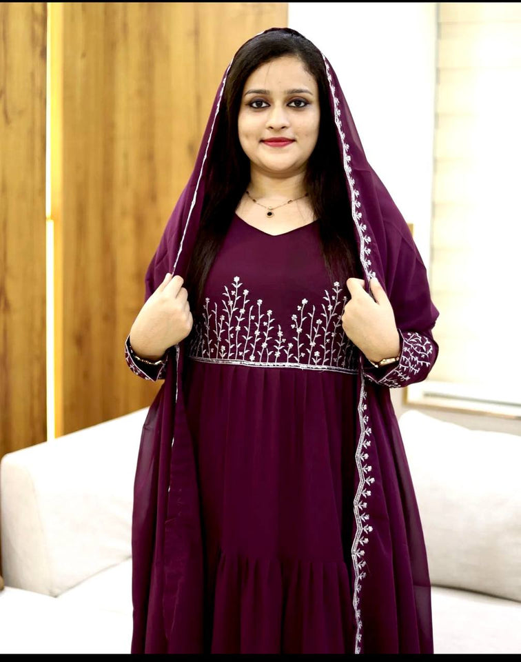 Presenting New Collection  Ruffles Gown - Dupatta Set Fully Stitched Ready To Wear