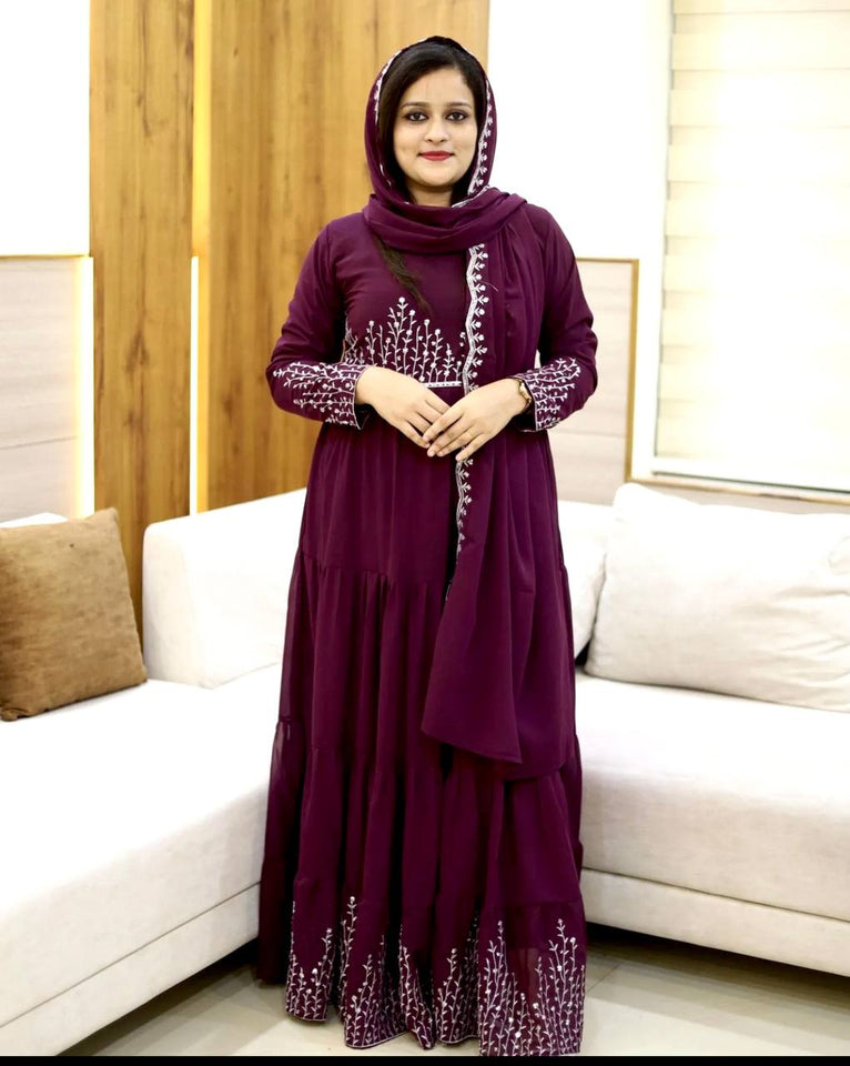 Presenting New Collection  Ruffles Gown - Dupatta Set Fully Stitched Ready To Wear