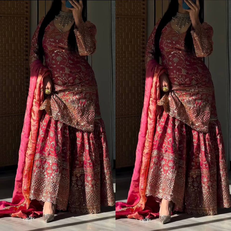 Launching New Designer Party Wear Look Top , Sharara Plazzo and Dupatta*