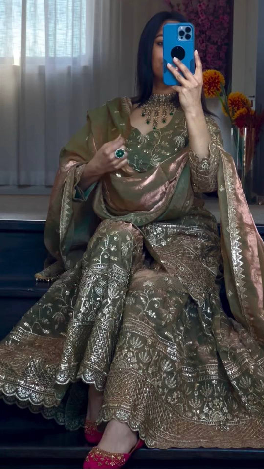 Launching New Designer Party Wear Look Top , Sharara Plazzo and Dupatta