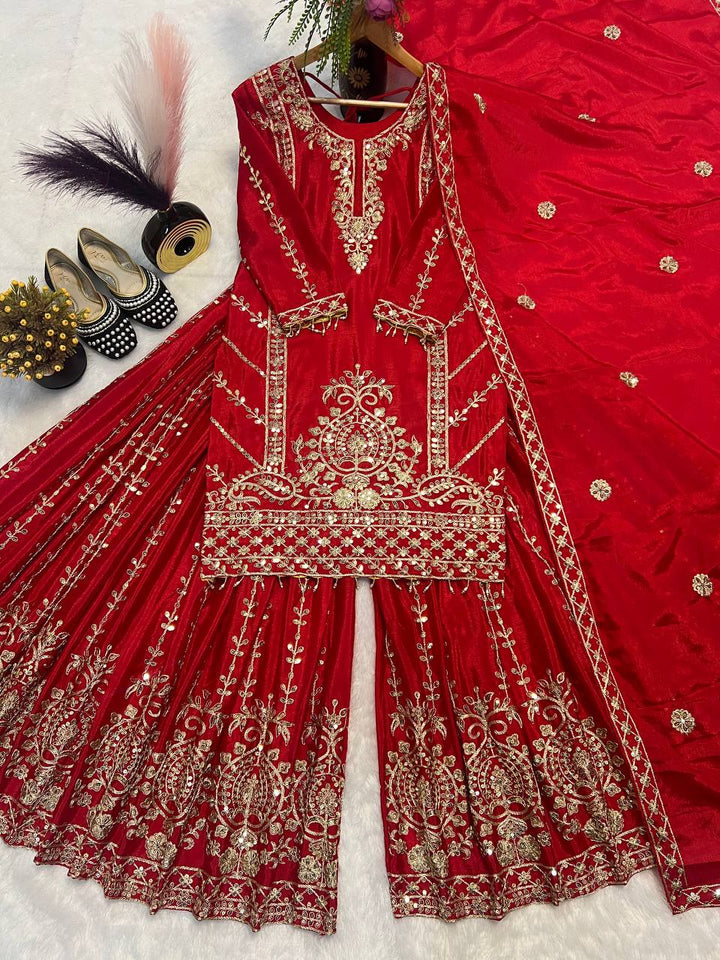Top And Plazzo With Dupatta