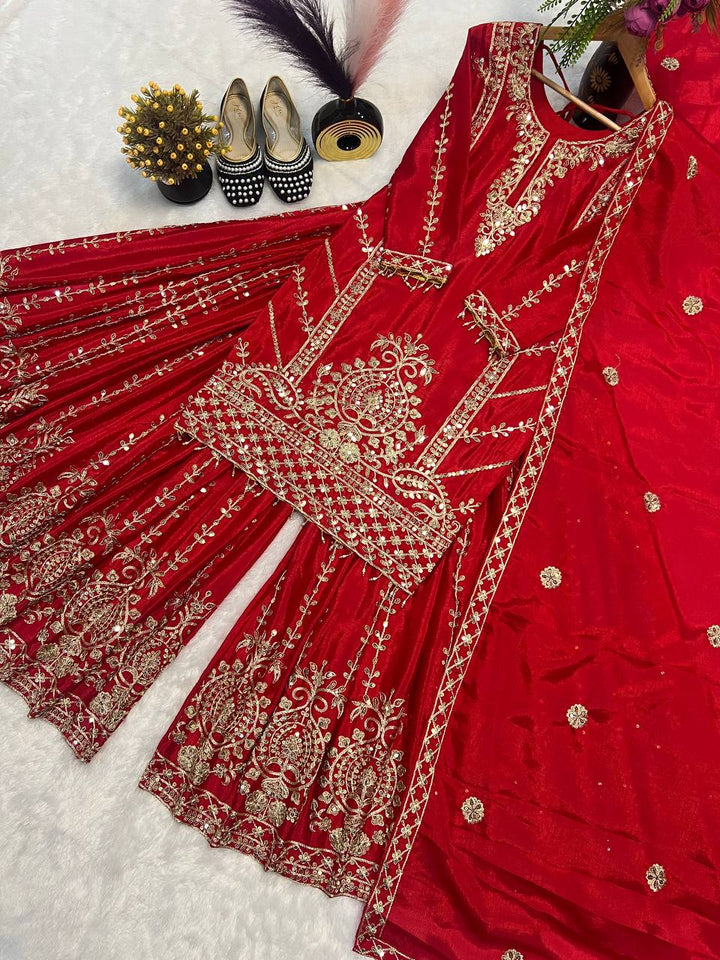 Top And Plazzo With Dupatta