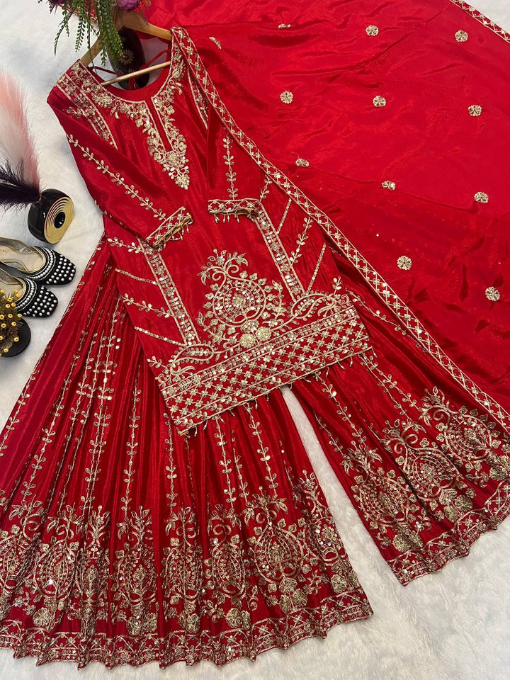 Top And Plazzo With Dupatta