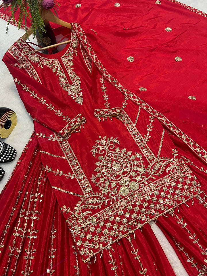 Top And Plazzo With Dupatta