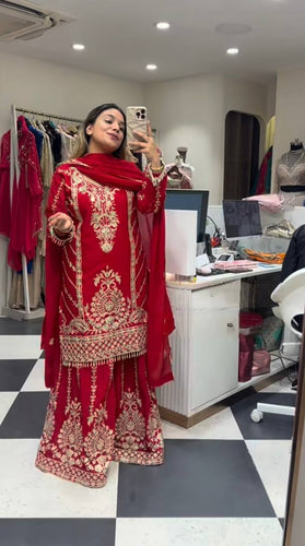 Top And Plazzo With Dupatta
