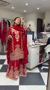 Top And Plazzo With Dupatta
