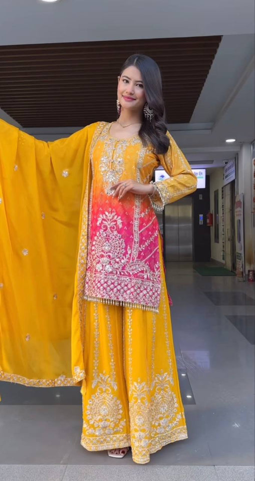 Top And Plazzo with dupatta