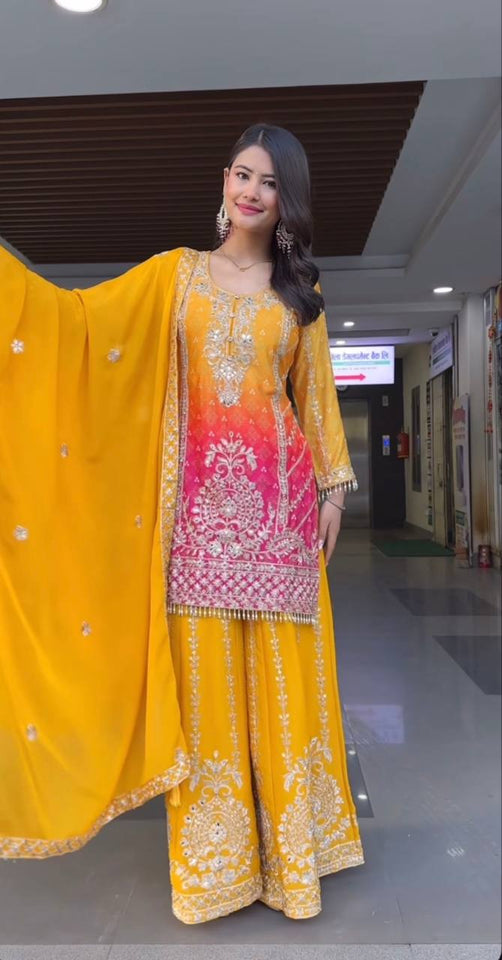 Top And Plazzo with dupatta