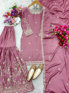 Presenting New Cinon Top-Sarara and Dupatta Set Fully Stitched Ready To Wear