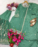 Presenting New Cinon Top-Sarara and Dupatta Set Fully Stitched Ready To Wear