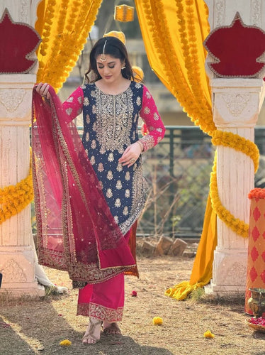 Presenting New Fox Georgette Top-Plazzo and Dupatta Set Fully Stitched Ready To Wear 🔥😍🥰*